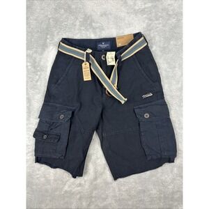 NWT American Eagle Shorts Mens 26 Blue‎ Cargo Cotton Casual with Belt 10" Inseam